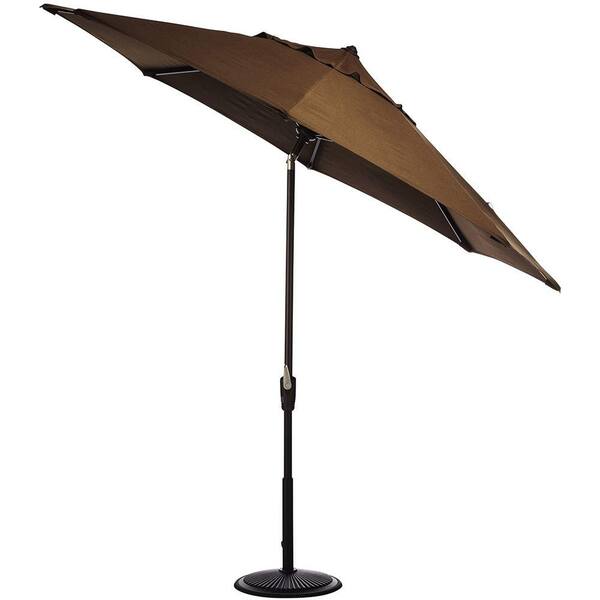 Home Decorators Collection 9 ft. Auto Tilt Patio Umbrella in Teak Sunbrella-DISCONTINUED