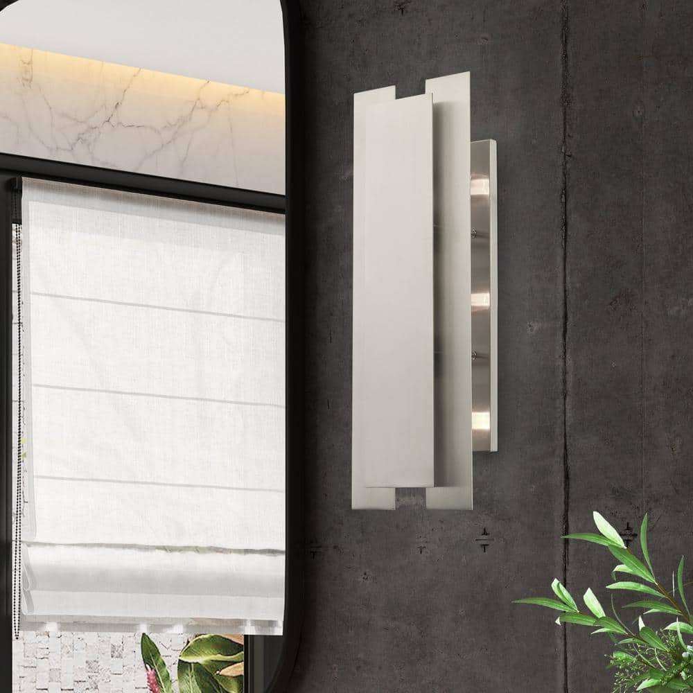 Modern Brushed Nickel 3-Light Vanity Wall Sconce