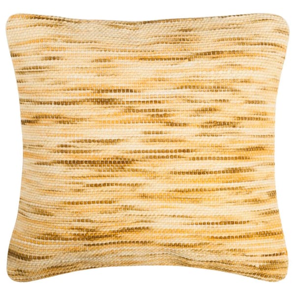 SAFAVIEH Tight Weave Yellow/Beige/Ivory 20 in. x 20 in. Throw Pillow