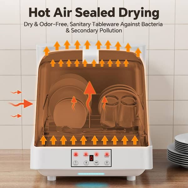 Anlicho 16 in. Countertop Dishwasher in White with 3-Cycles, 4 