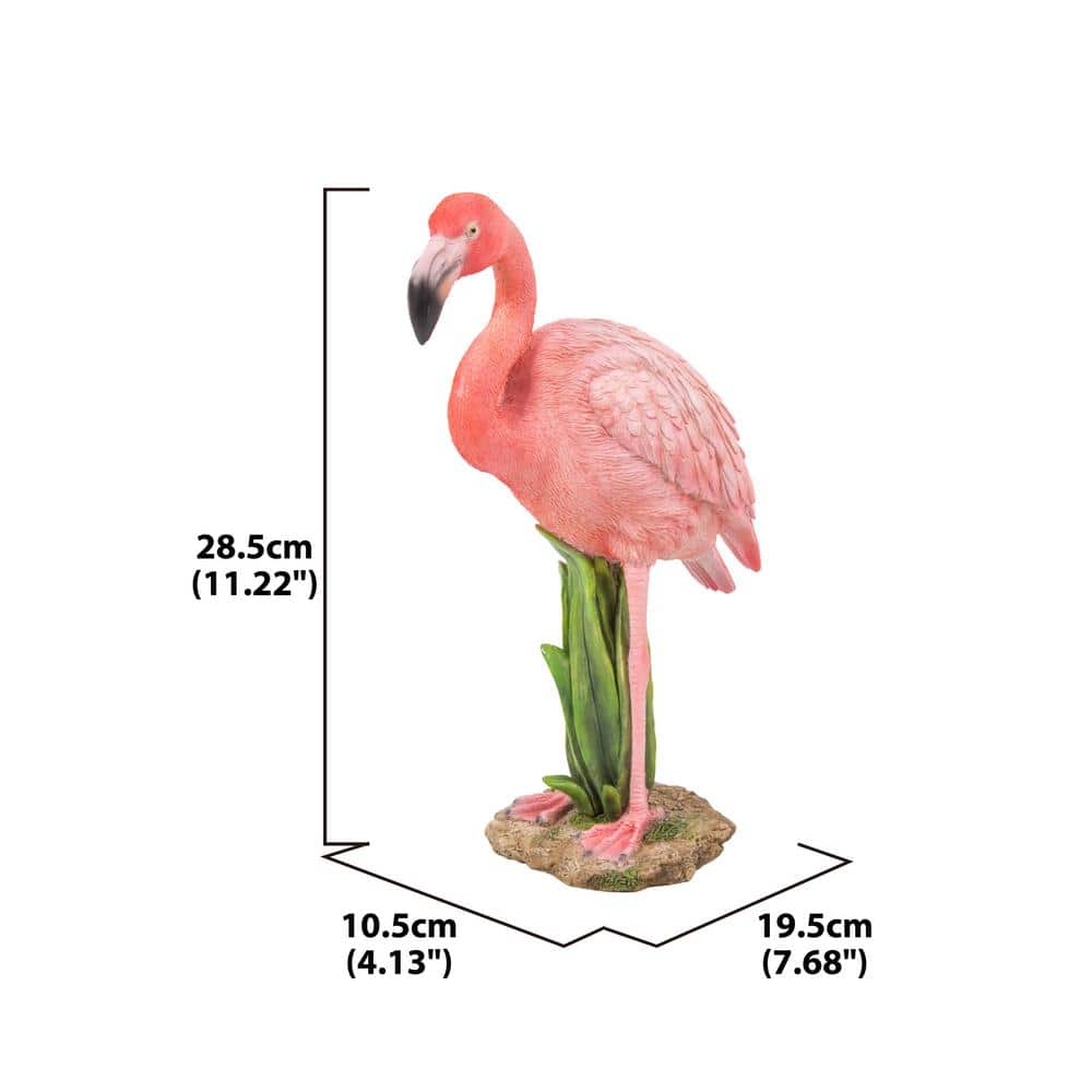 Pink Polyresin Flamingo Garden Statue with Realistic Features