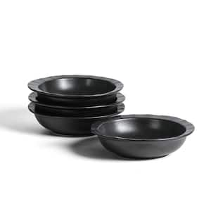 Oasis 4-Piece 34 fl oz Black Stoneware Pasta Bowl Set (Service for 4)