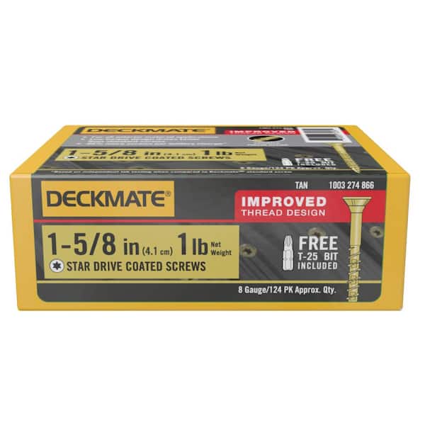 DECKMATE 8 x 1-5/8 in. Star Flat-Head Wood Deck Screw 1 lbs.-Box (124-Piece)