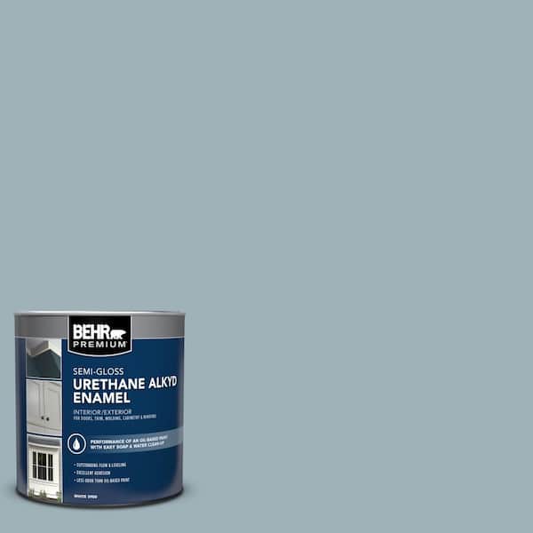 BEHR PREMIUM 1 qt. #540E-3 Blue Fox Semi-Gloss Enamel Urethane Alkyd Interior/Exterior Paint