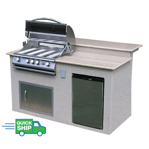 4 Burner Barbecue Grill Island, Home Depot Outdoor Kitchen Island
