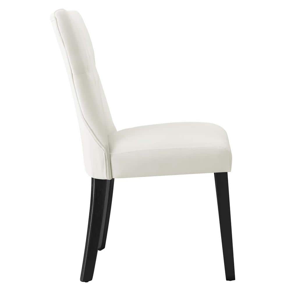 Elegant Hourglass White Faux Leather Parsons Side Chair