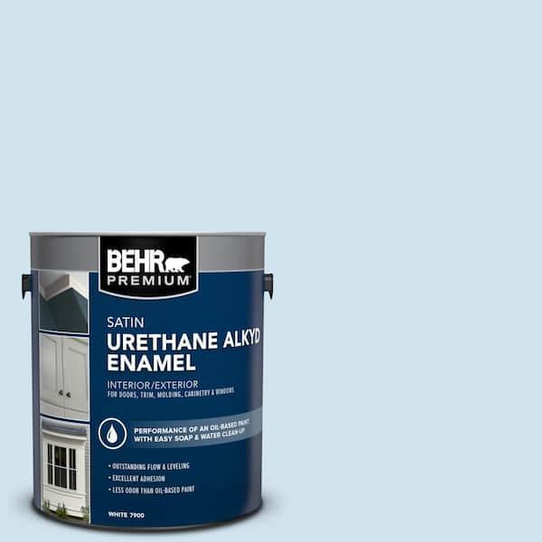 BEHR PREMIUM 1 gal. #M520-1A Soft Cloud Urethane Alkyd Satin Enamel Interior /Exterior Paint 790001 - The Home Depot