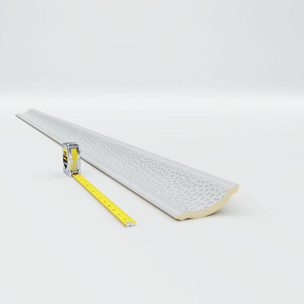 Primed White Geometric Polyurethane Crown Moulding Sample, 12" Length