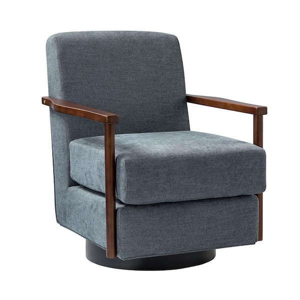 JAYDEN CREATION Bertram 28 in. Charcoal Polyester Swivel Arm Chair