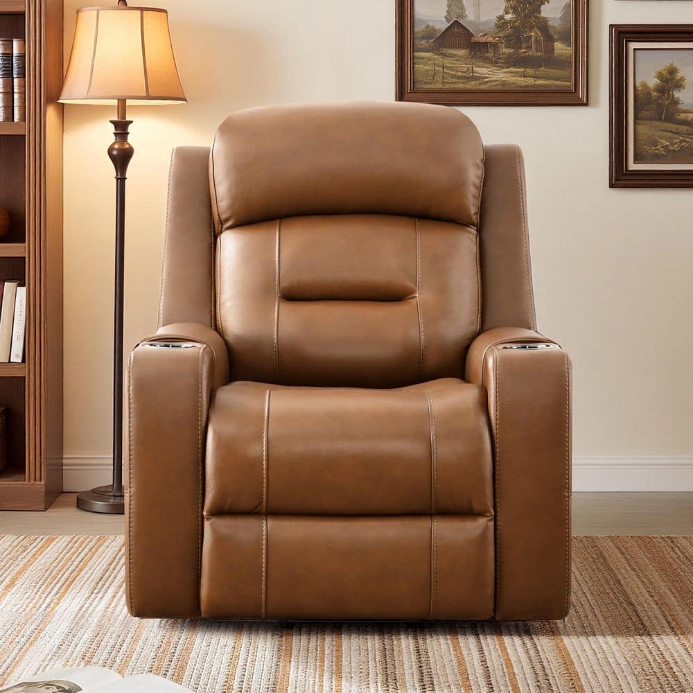 Arlen Saddle Leather Dual Motor 165°Lay Flat Lift Recliner w/Power Headrest Massage and Heat, Cup Holders,USB and Type-C price history on PriceWatchPro
