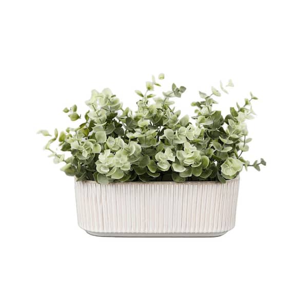 Flora Bunda 8.25" Ivory Artificial Eucalyptus in Ceramic