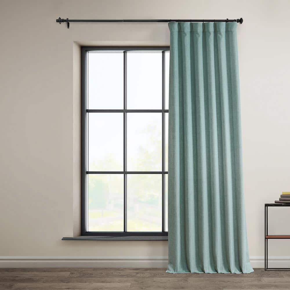 Sea Thistle Gray Faux Linen Blackout Curtains 50" x 108"