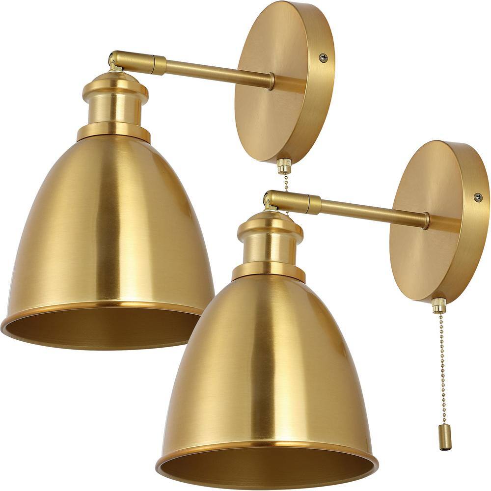 Hudson Industrial 10'' Brass Gold Dimmable LED Wall Sconce