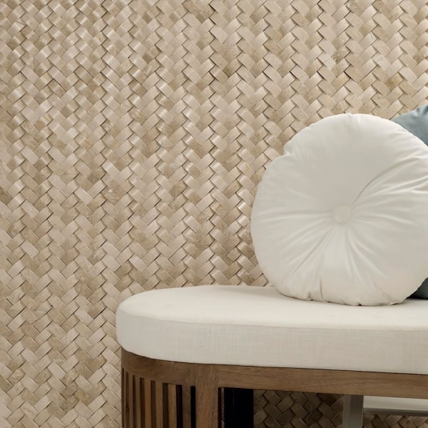 MSI - Take Home Tile Sample - Crema Herringbone 4 in. x 4 in. x 10 mm Polished Marble Mesh-Mounted Mosaic (0.25 sq. ft.)