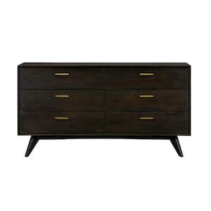 Baly 6-Drawer Acacia Mid-Century Dresser