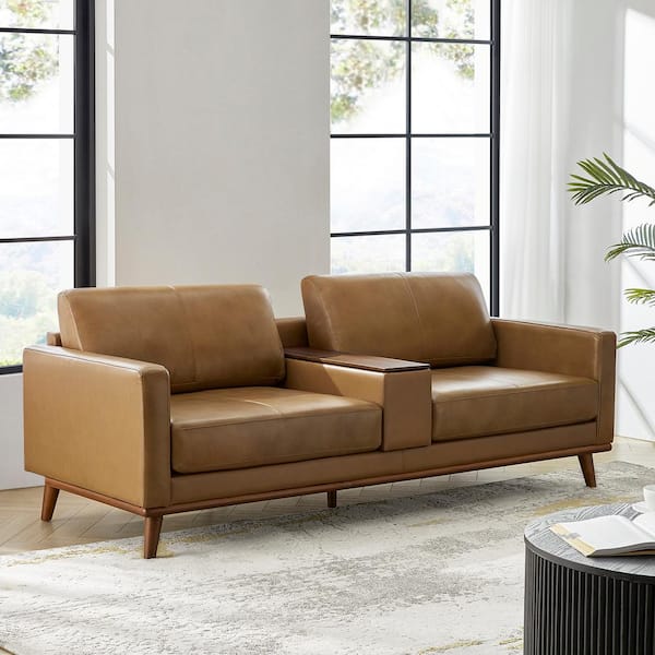 JAYDEN CREATION Estefan Camel 89 in. Wide Mid-century Modern