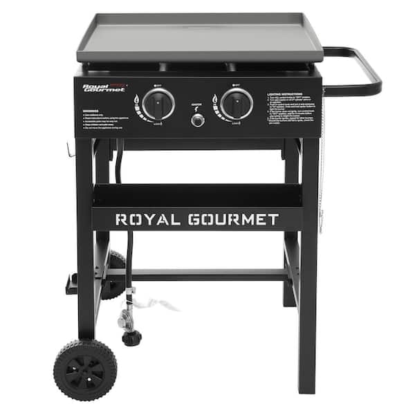 Royal Gourmet 2 Burner Propane Gas Grill Griddle with Fixed Side Tables
