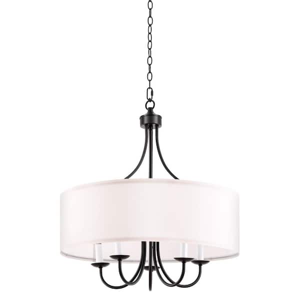 5 light Black Drum Light Fixtures Drum Chandeliers for Dining Room Living Room with no bulbs included