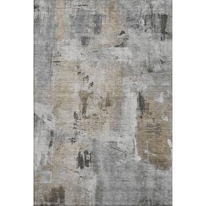 Mayfield Premium Machine Washable Abstract AMF989 Gray 3 ft. x 5 ft. Area Rug