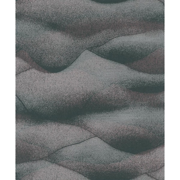 Unbranded Hotel Collection Black/Silver/Burgundy Rolling Hills Landscape Glitter Finish Non-Pasted Non-Woven Wallpaper Sample
