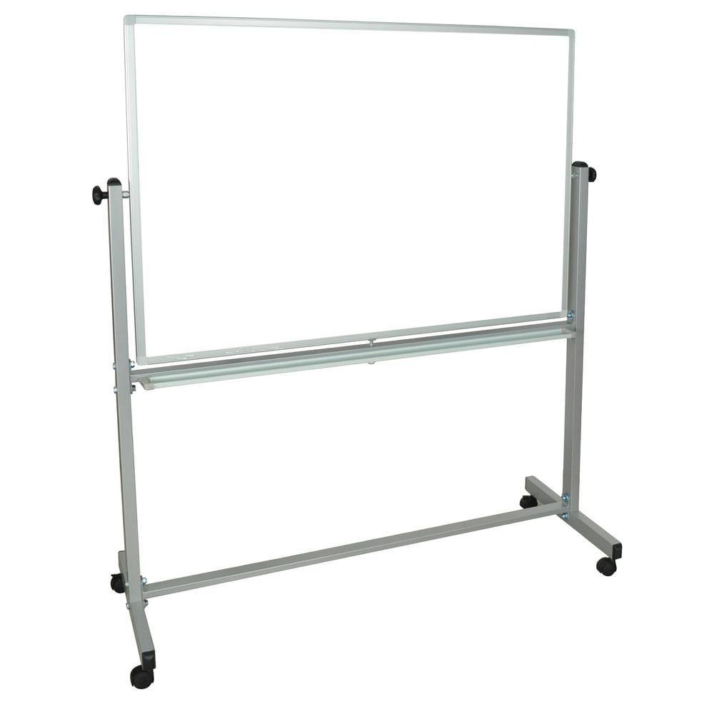 Silver Aluminum Frame Mobile Magnetic Whiteboard 48" x 36"
