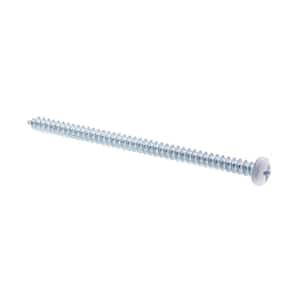 #8 x 3 in. Phillips Drive Pan Head Sheet Metal Screws Self-Tapping Zinc Plated Steel with White Head (25-Pack)