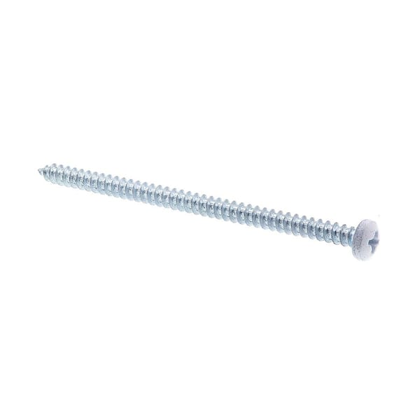 Prime-Line #8 x 3 in. Phillips Drive Pan Head Sheet Metal Screws Self-Tapping Zinc Plated Steel with White Head (25-Pack)