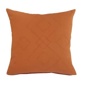 Minimal Amber Squash Orange Embroidered Soft Poly-Fill 20 in. x 20 in. Throw Pillow