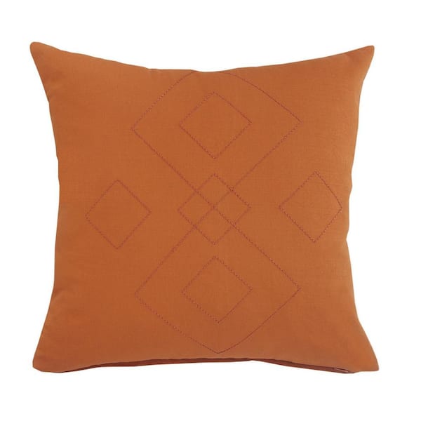 Unbranded Minimal Amber Squash Orange Embroidered Soft Poly-Fill 20 in. x 20 in. Indoor Throw Pillow
