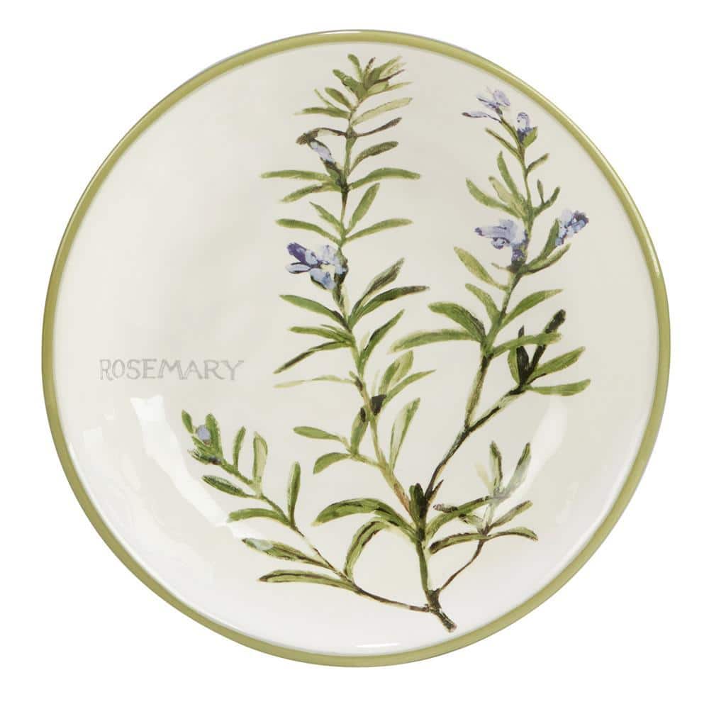 Fresh Herbs Ceramic Microwave Safe Soup and Pasta Bowls Set