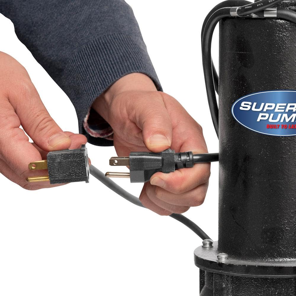 Superior 1/2 HP Black Thermoplastic Submersible Sewage Sump Pump Kit