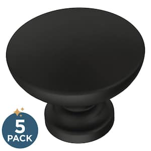 Franklin Brass with Antimicrobial Properties Modern Round Cabinet Knobs in Matte Black, 1-3/16 in. (30 mm), (5-Pack)