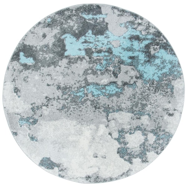SAFAVIEH Adirondack Turquoise/Gray 6 ft. x 6 ft. Distressed Abstract Round Area Rug