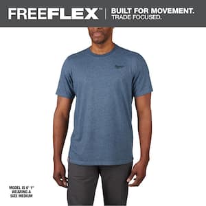 Men's 2X-Large Blue Cotton/Polyester Short-Sleeve Hybrid Work T-Shirt