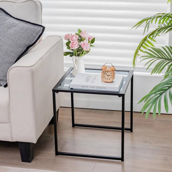 XIV Outdoor Side Table, Small Outdoor Table, Round Patio Side Table Metal, Weatherproof, Small Accent End Table For Patio, Garden, Balcony, Yard (Black