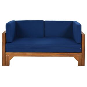 25.6 in. W Square Arm 1-Piece Straight Fabric Sectional Sofa in Blue