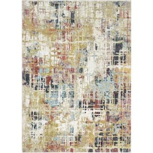 Ivy Elwood Modern Abstract Green Blue 5 ft. 3 in. x 7 ft. 3 in. Area Rug