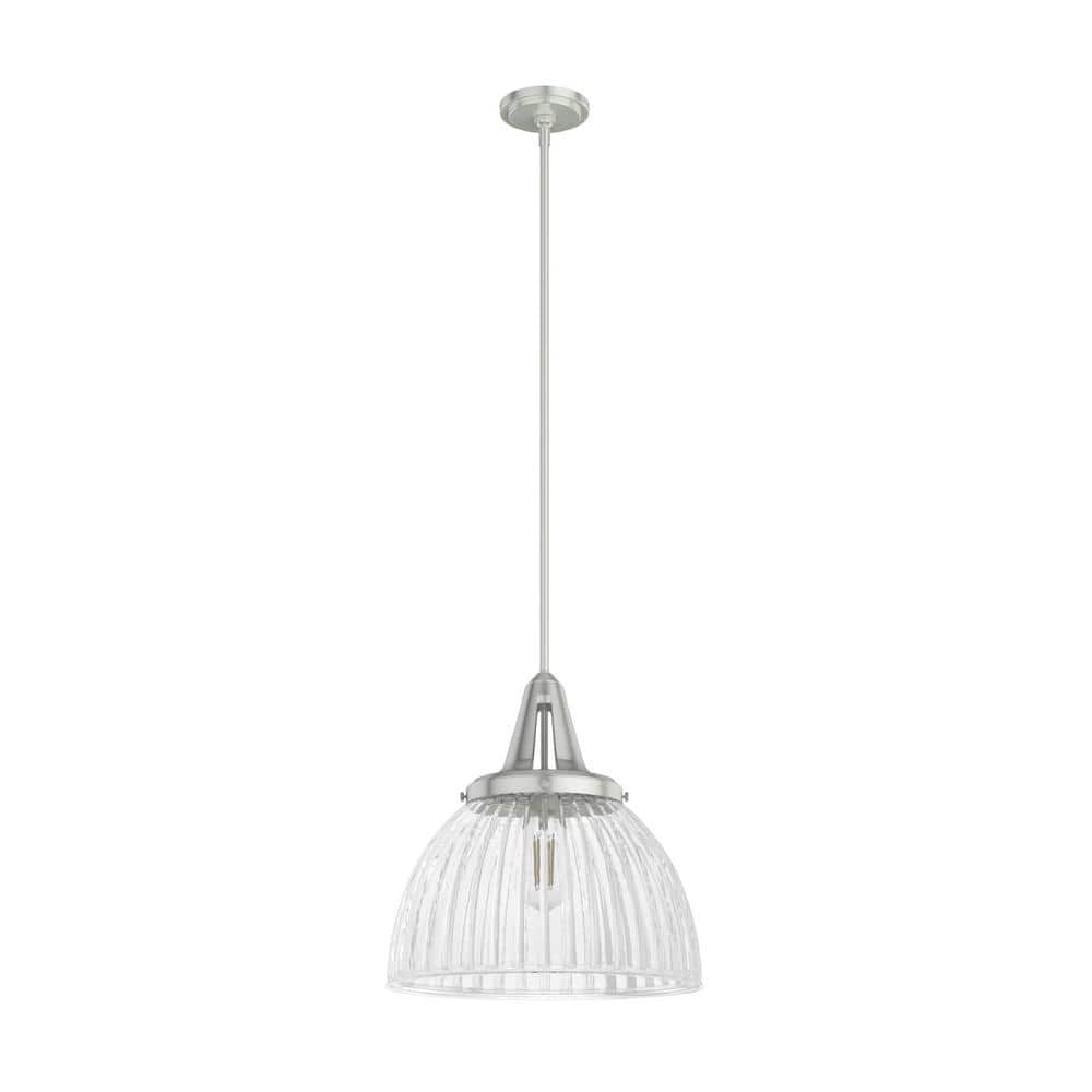 Cypress Grove Large Brushed Nickel Clear Glass Dome Pendant Light