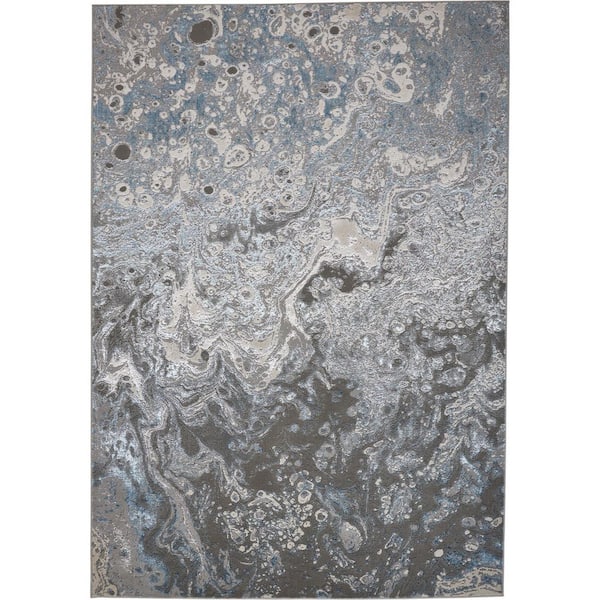 HomeRoots 7 ft. x 10 ft. Blue and Gray Abstract Area Rug