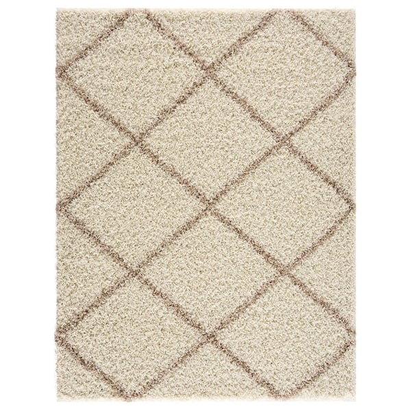 MSRUGS Moon Trellis Shaggy Cream 2 ft. x 3 ft. Polypropylene Area Rug