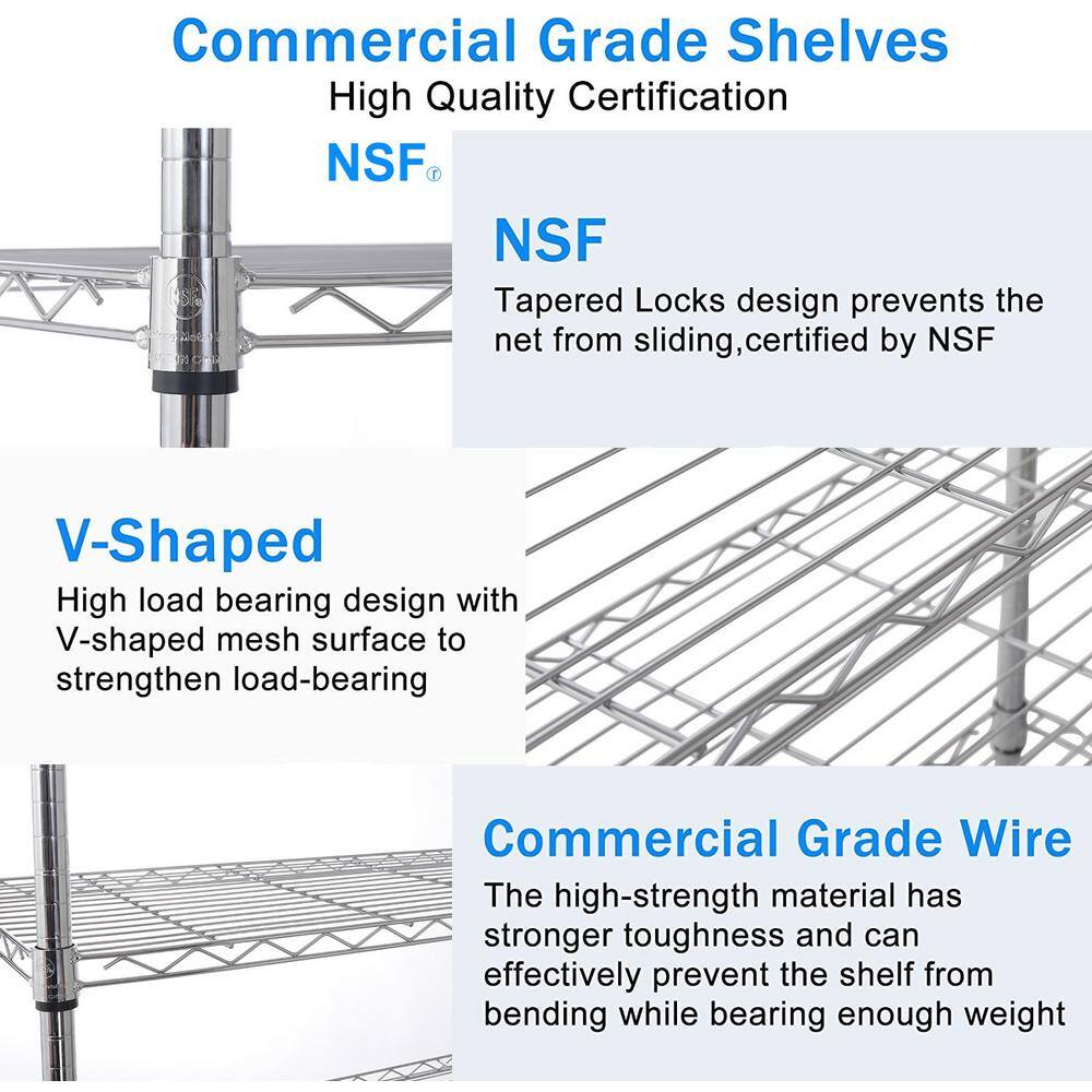 Chrome 7-Tier Adjustable Metal Wire Shelving Unit with Wheels