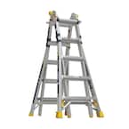 22 ft. Reach Aluminum 5-in-1 Multi-Position Pro Ladder with Built-in Leveling 375 lbs. Load Capacity Type IAA Duty