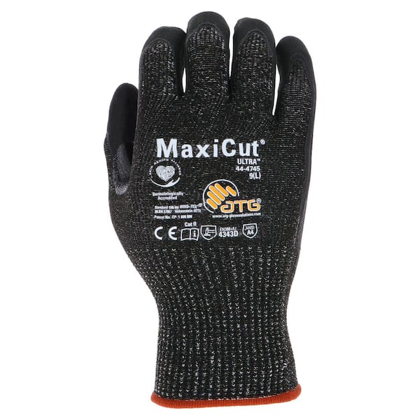 ATG MaxiCut Ultra Men's Medium Black ANSI 4-Cut Resistant Nitrile-Coated  Grip Outdoor and Work Gloves (12-Pack) 44-4745/M - The Home Depot