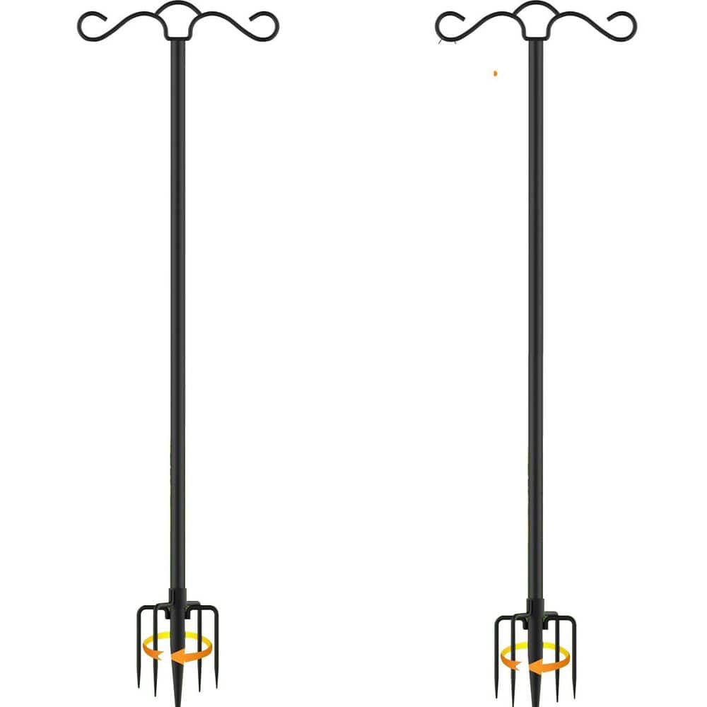 Double Shepherds Hook 90 in. Plastic Heavy Duty with 5 Prong Base for Outdoor Hanging Bird Feeder Lantern Plant price history on PriceWatchPro