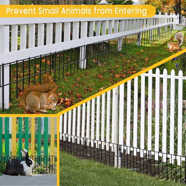 Phewnyzo 12 in. Metal Garden Fence 10-Piece No Dig Fence for