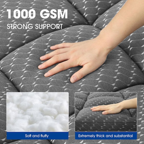 2-in-1 3 in. Memory Foam Mattress Topper 2 in.Gel Memory Foam Plus 1 in. Mattress Pad Cover Queen Size Grey