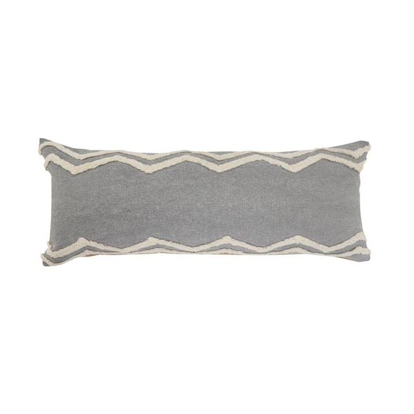 LR Home Charming Gray / White Chevron Bordered Cozy Poly-fill 14 in. x ...