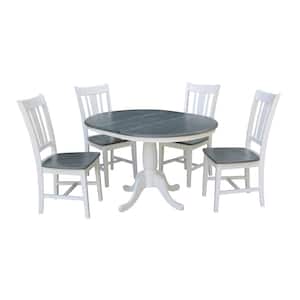 Laurel 5-Piece 36 in. White/Heather Gray Extendable Solid Wood Dining Set with San Remo Chairs