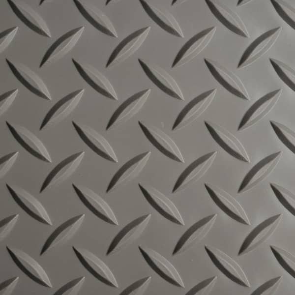 Workforce Gray 24 in. x 4 ft. Vinyl Diamond Plate Commercial Grade Matting