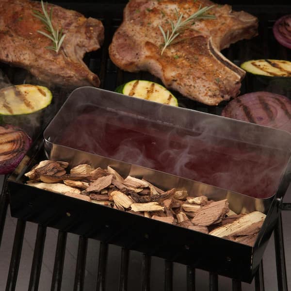 Cuisinart Smoke Humidity Grill Box Perforated Wood Chip Cartridge Steel Black 